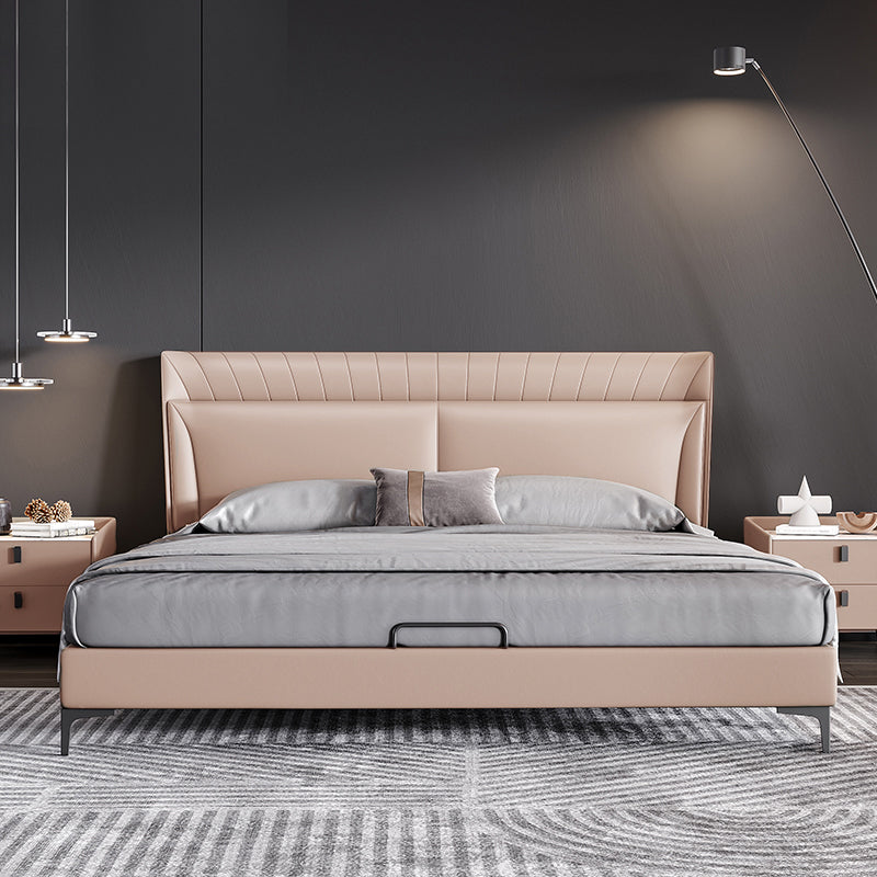 Nordic Light Khaki Genuine Leather Bed/153-183