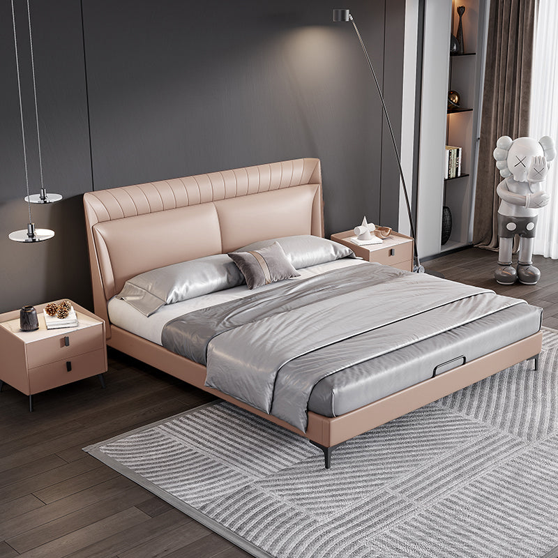 Nordic Light Khaki Genuine Leather Bed/153-183
