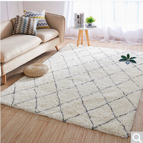 Black White/Plaid/Imitation Cashmere/Cotton Carpet