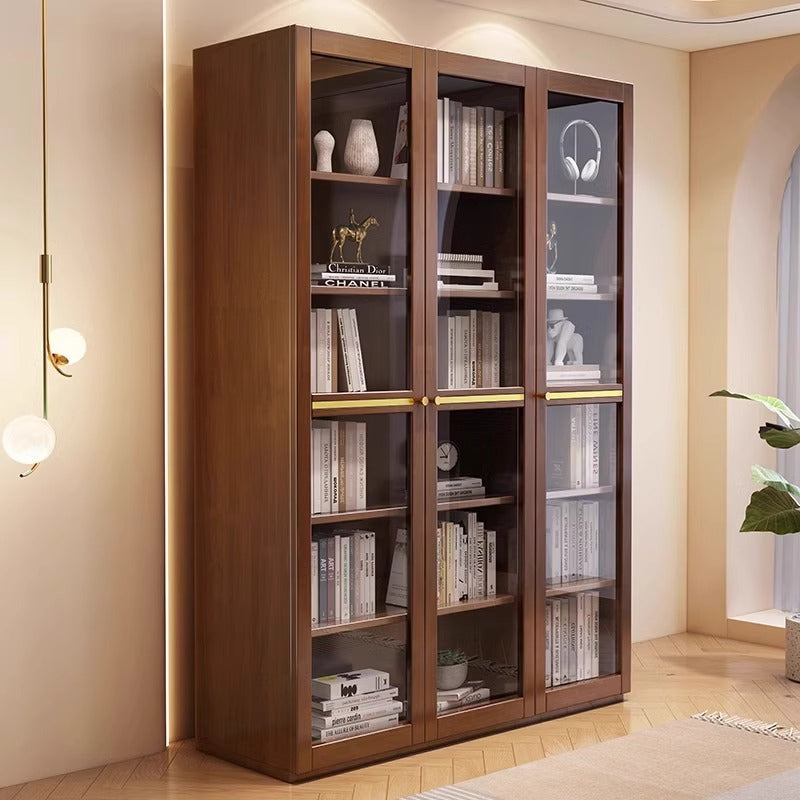 Wood Bookcase With Glass Door
