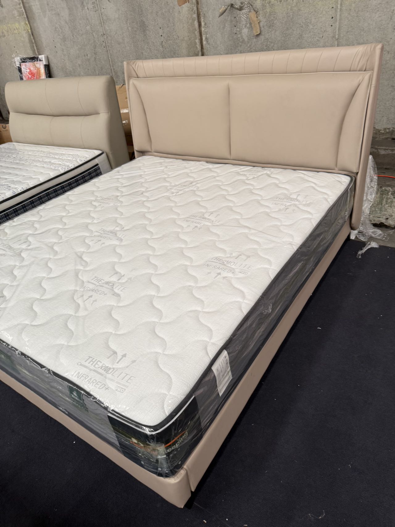 Nordic Light Khaki Genuine Leather Bed/153-183