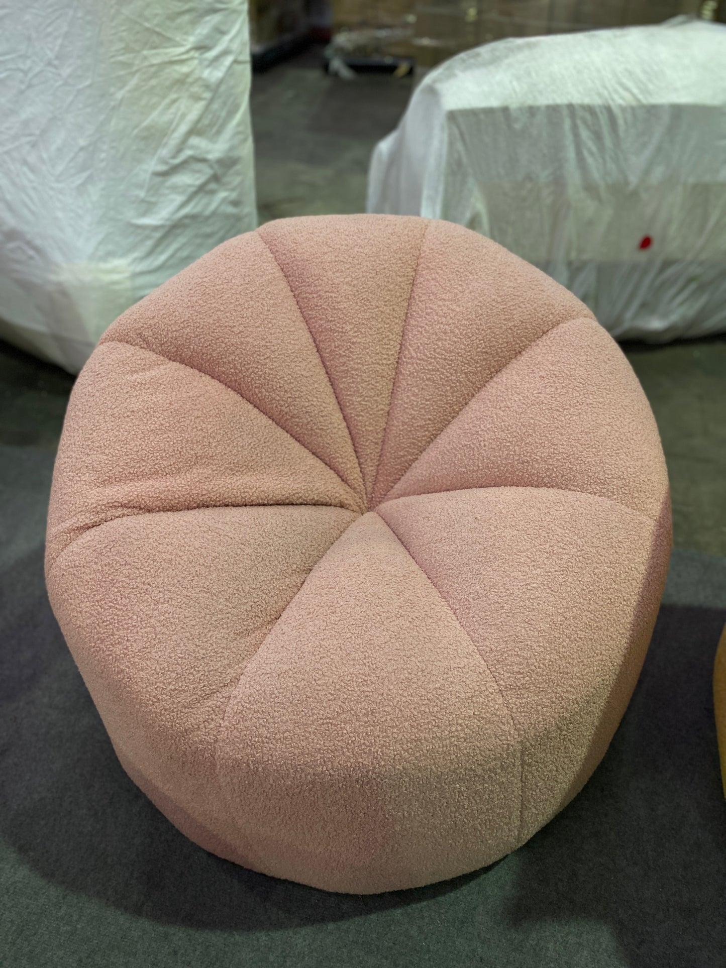 Small Casual Pumpkin Lounge Chair - Lamb Plush