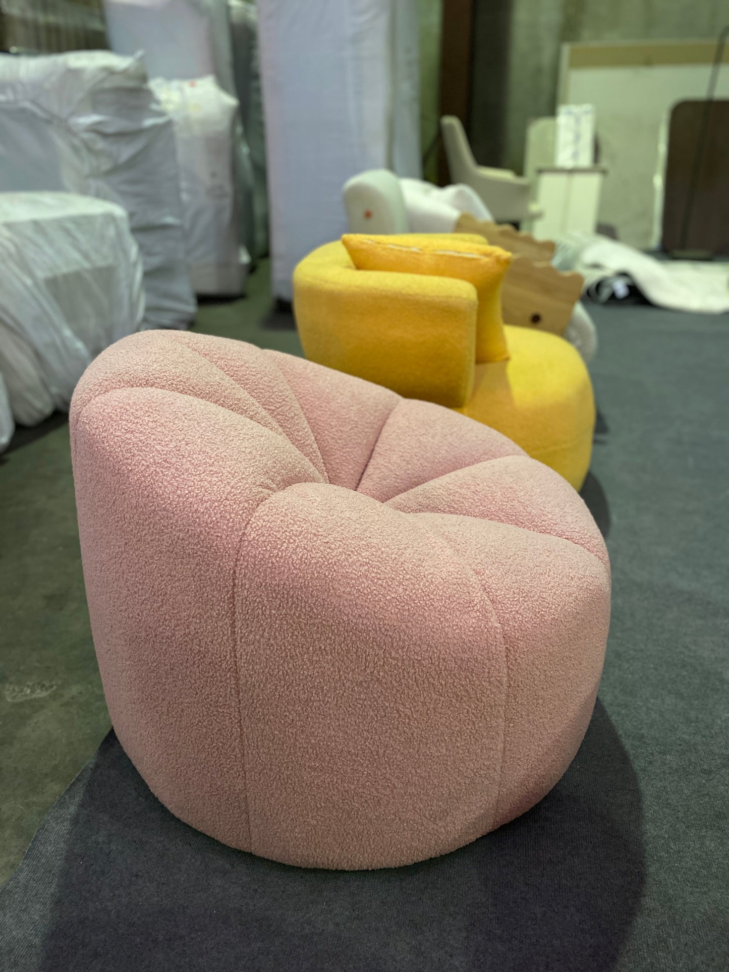 Small Casual Pumpkin Lounge Chair - Lamb Plush
