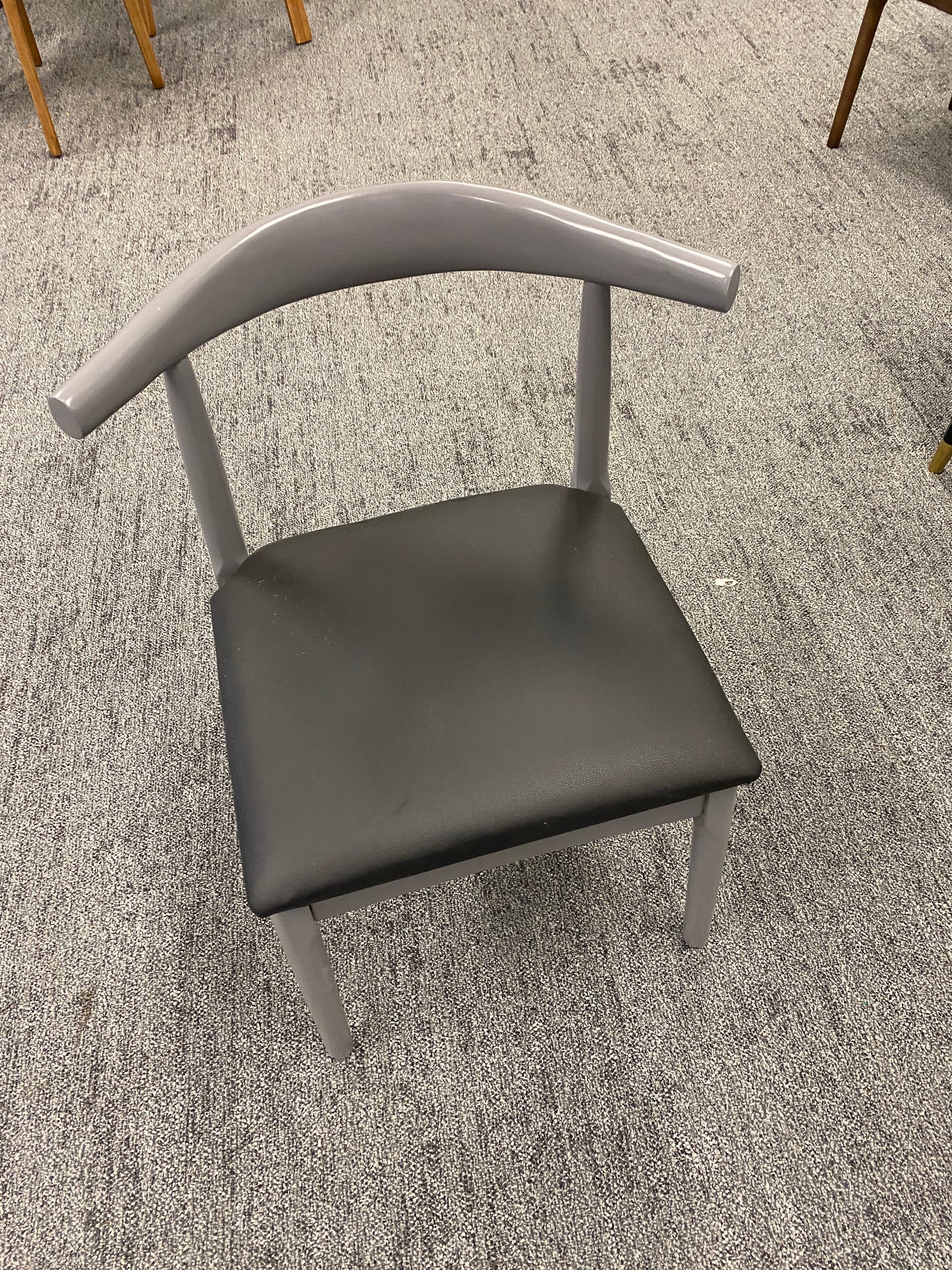 Grey Solid Wood/PU Cushion Horn Chair