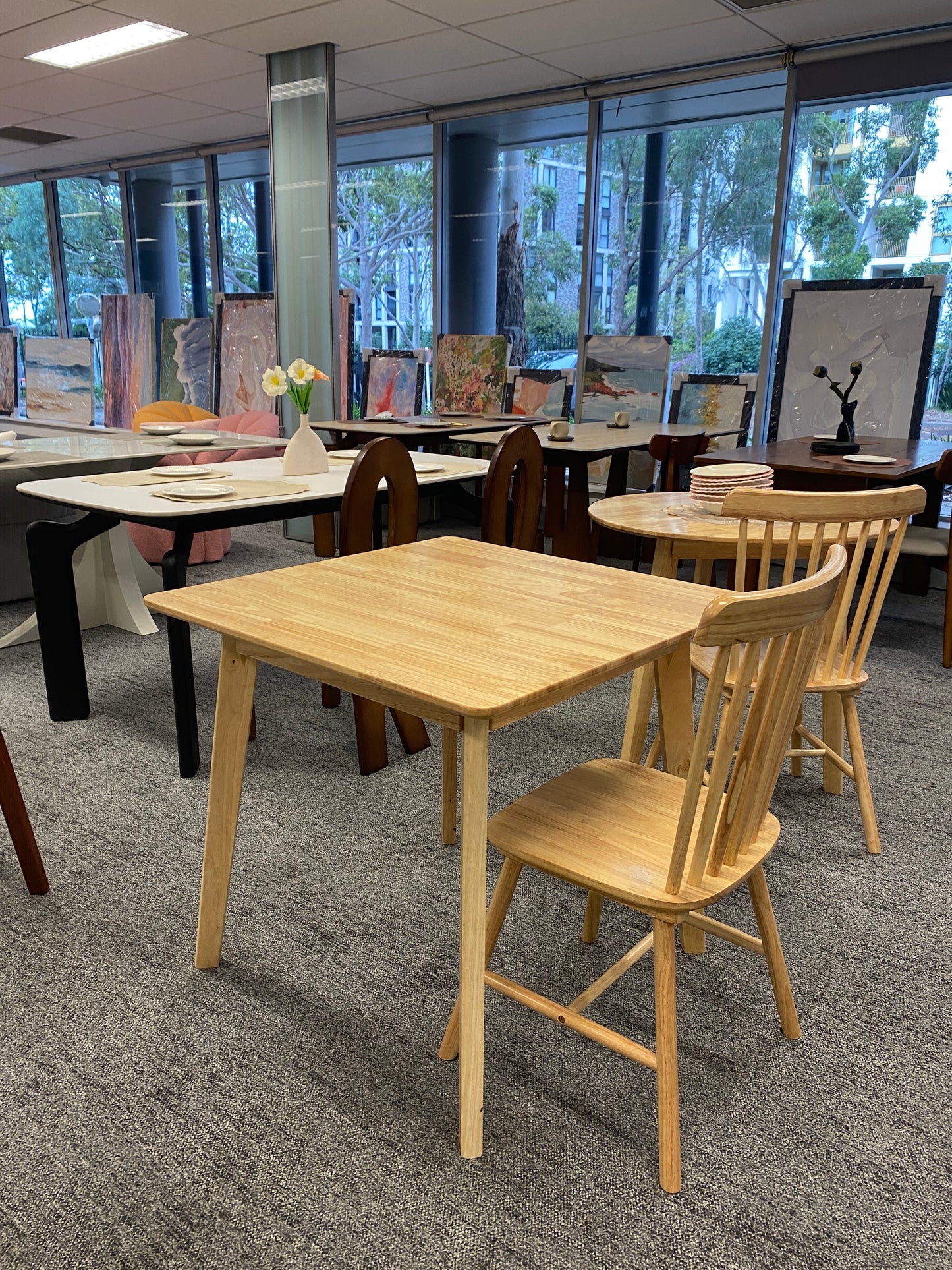 Natural Wood/Cross-Leg/Square Table