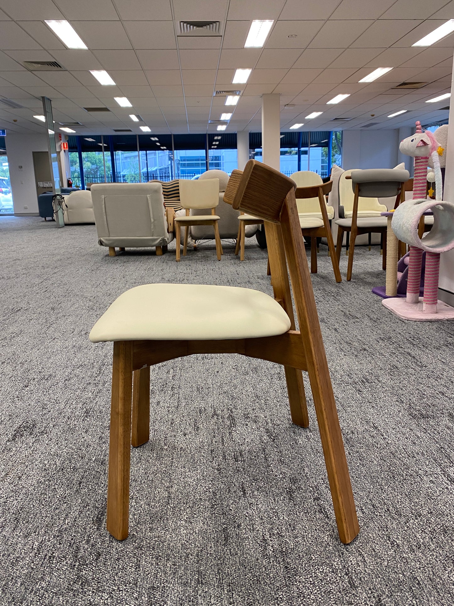 Beige EP/Microfiber Leather Cushion/Solid Wood/Dining Chair