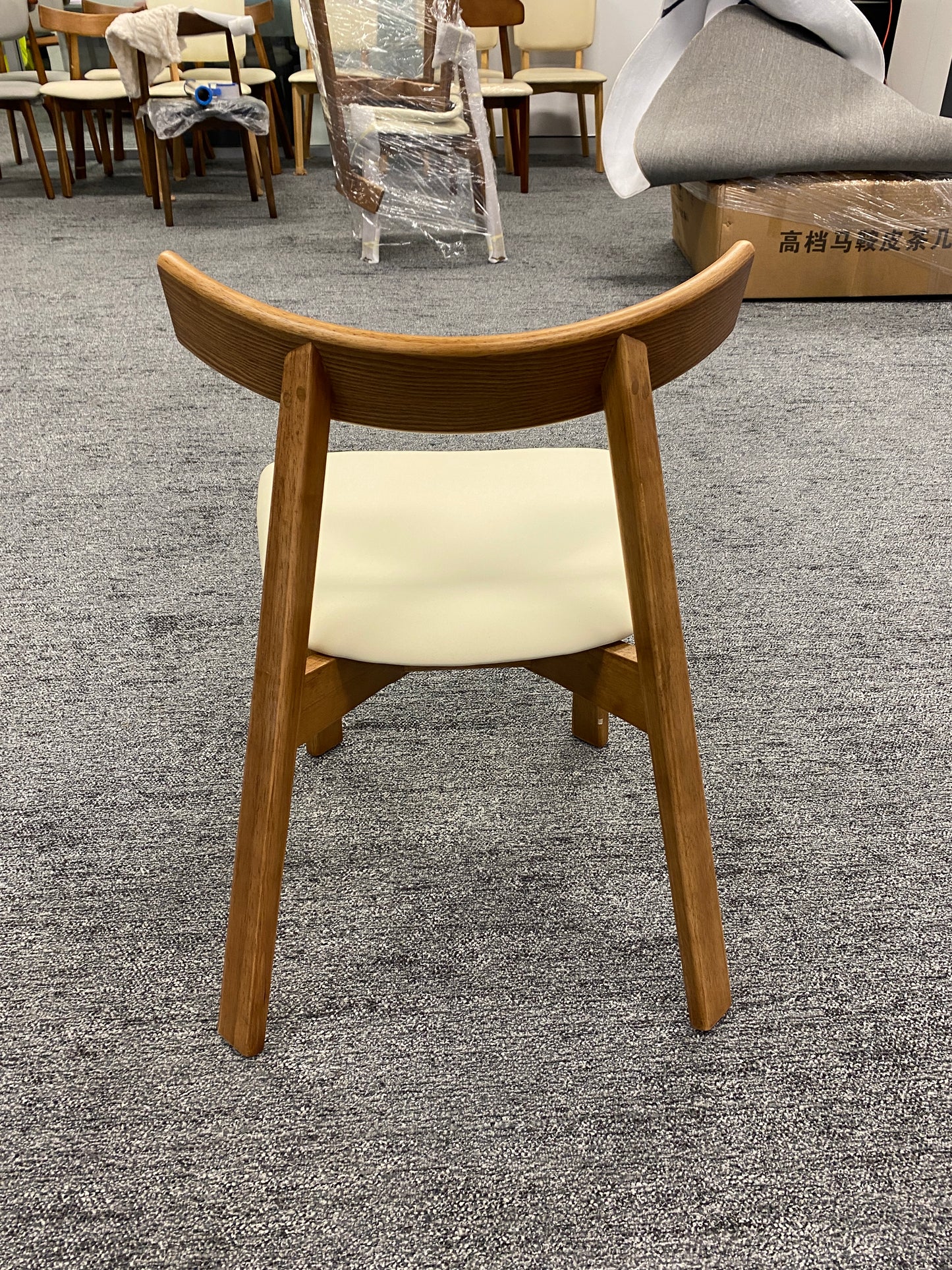 Beige EP/Microfiber Leather Cushion/Solid Wood/Dining Chair