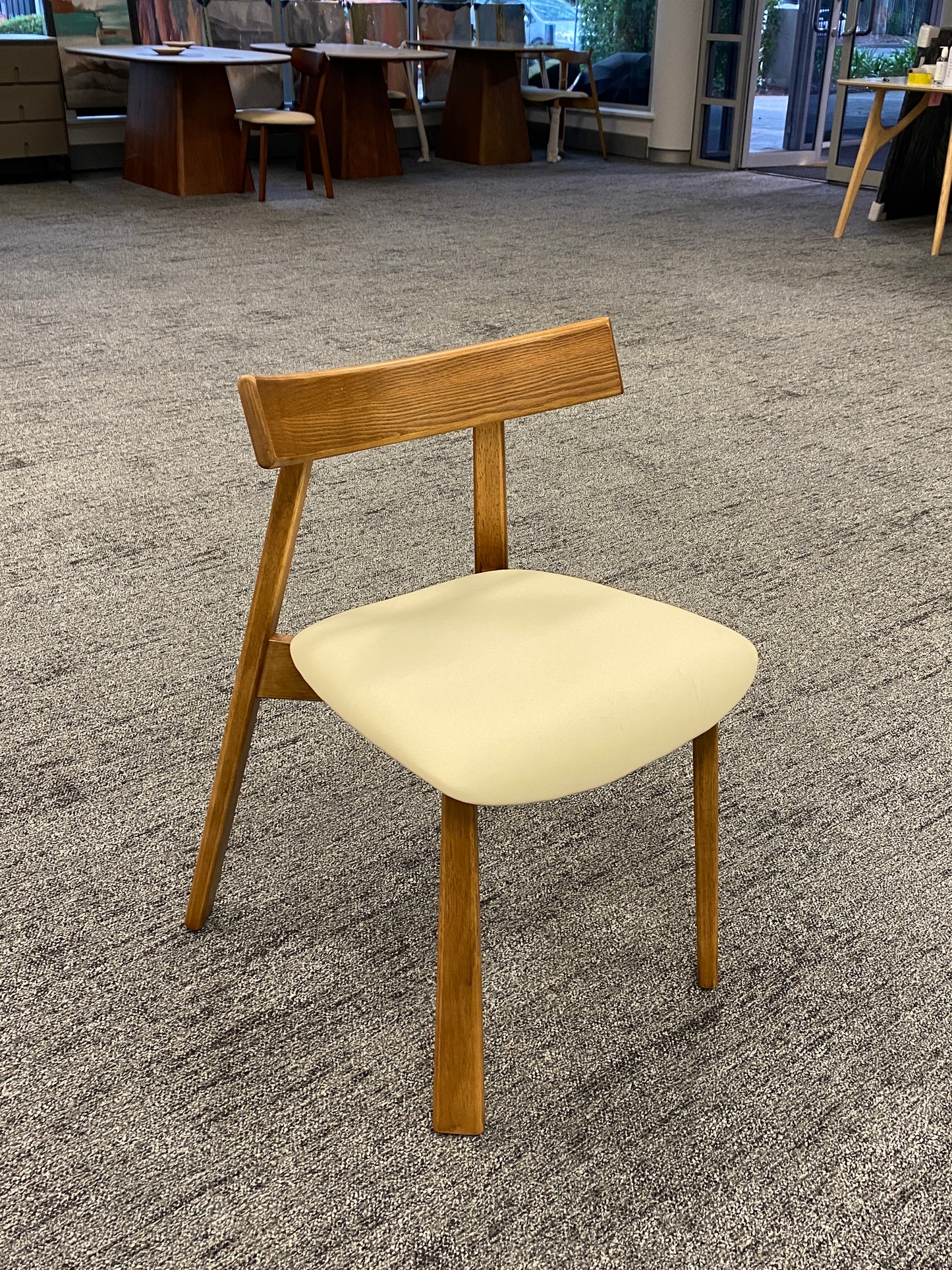 Beige EP/Microfiber Leather Cushion/Solid Wood/Dining Chair