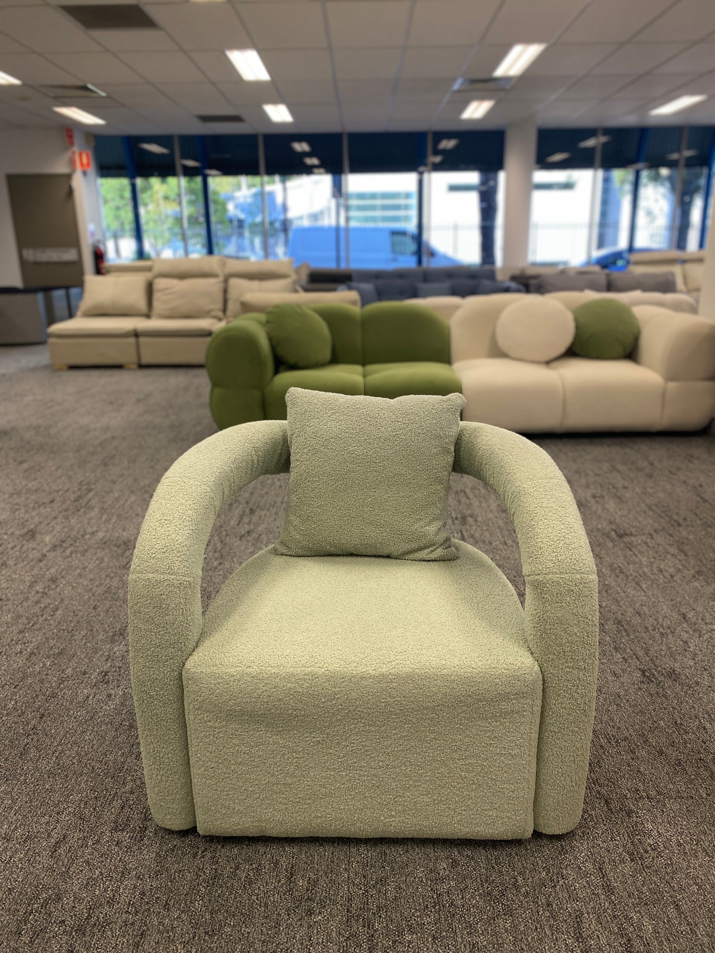 Soft Curved Lounge Chair - Lamb Plush Fabric