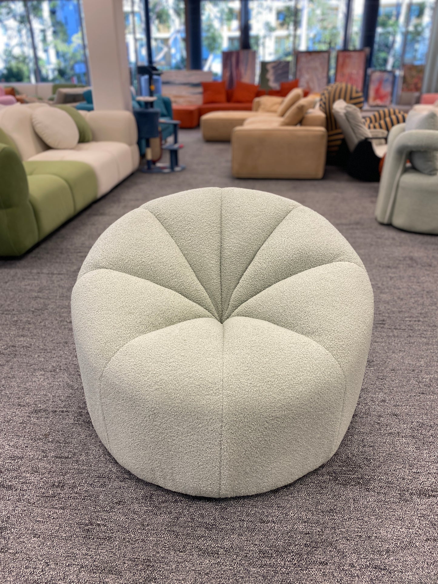 Small Casual Pumpkin Lounge Chair - Lamb Plush