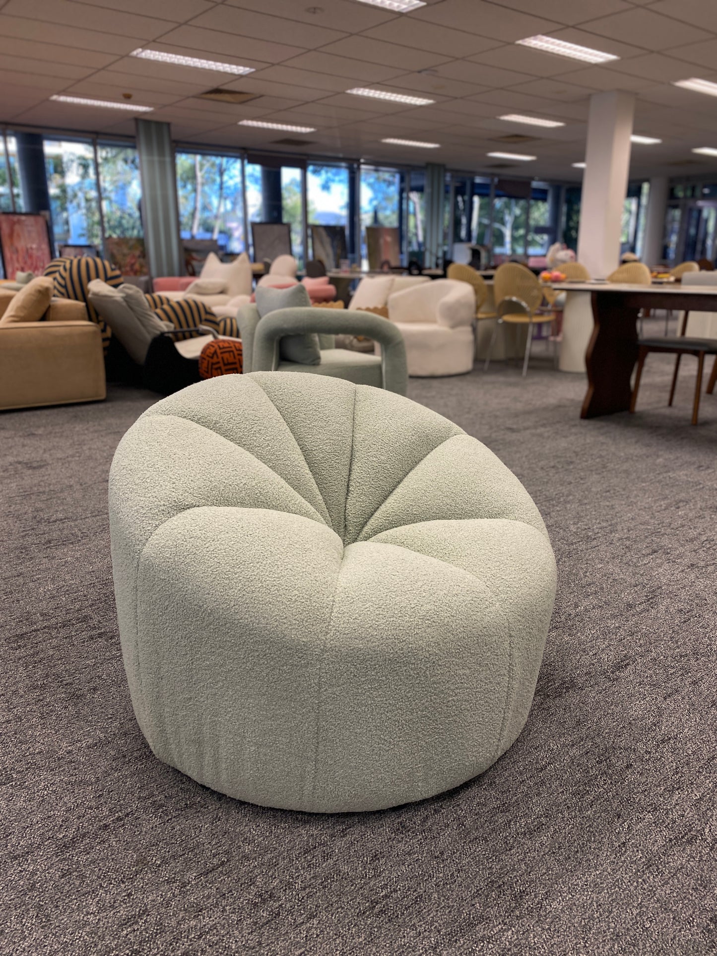 Small Casual Pumpkin Lounge Chair - Lamb Plush