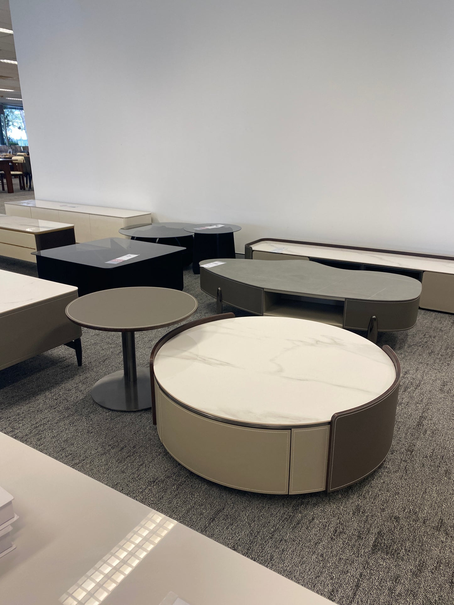 White Gray/Color Combination/Saddle Leather/Snow Mountain/Coffee Table