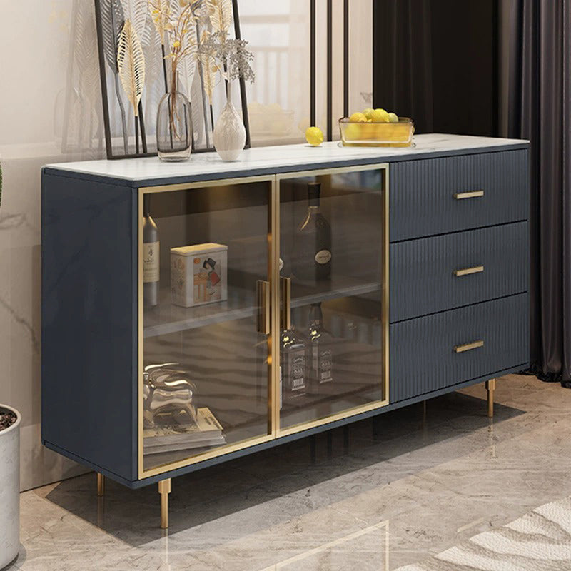Blue Rock Panel Countertop/Glass Doors/Side Cabinet