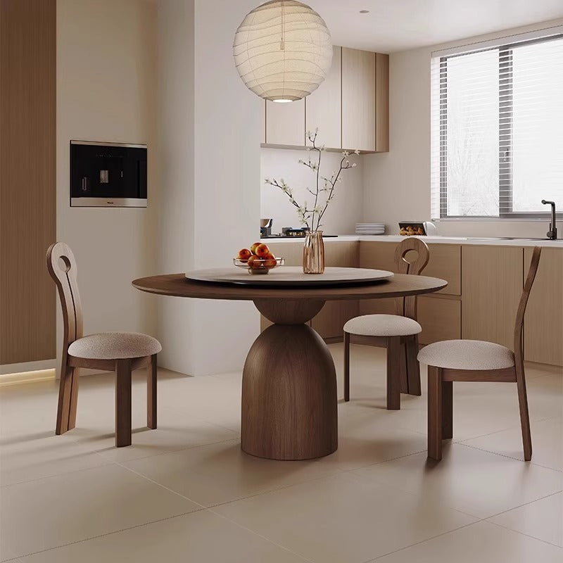 Pre Sale Round Solid Wood/Rock Top Dining Table with Lazy Susan