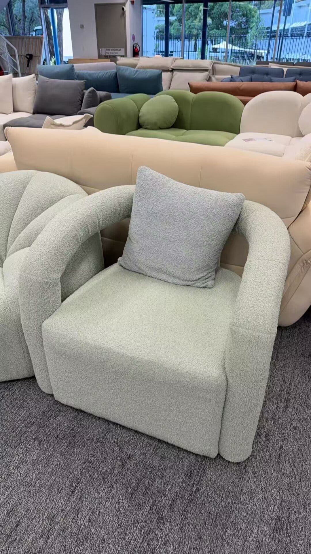 Soft Curved Lounge Chair - Lamb Plush Fabric