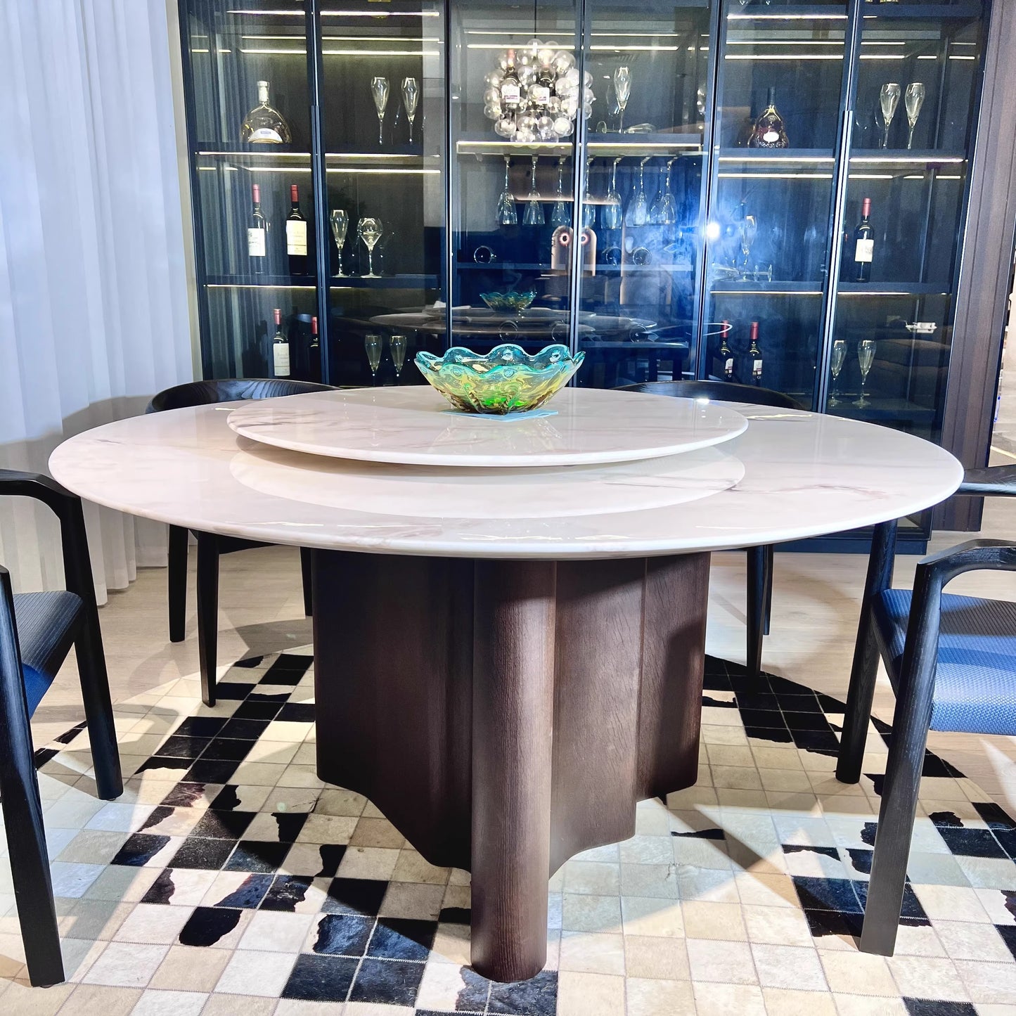 Pre Sale Luxury Stone Dining Table with Walnut Wood Grain Solid Wood Base