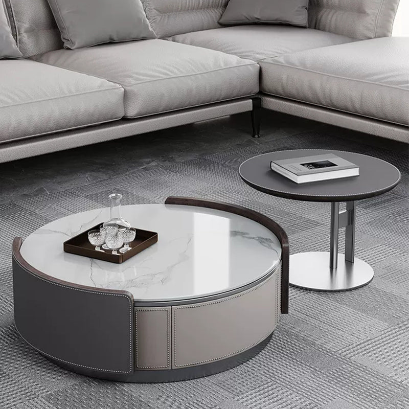 White Gray/Color Combination/Saddle Leather/Snow Mountain/Coffee Table