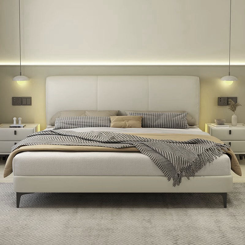 Genuine Leather/Elephant Gray/Solid Wood Bed/With Lights/153/183