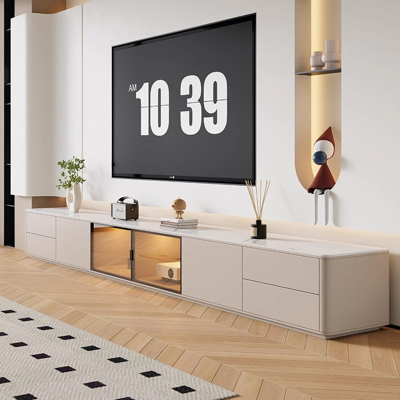 Cream White/Slate/Glass Door/TV Cabinet
