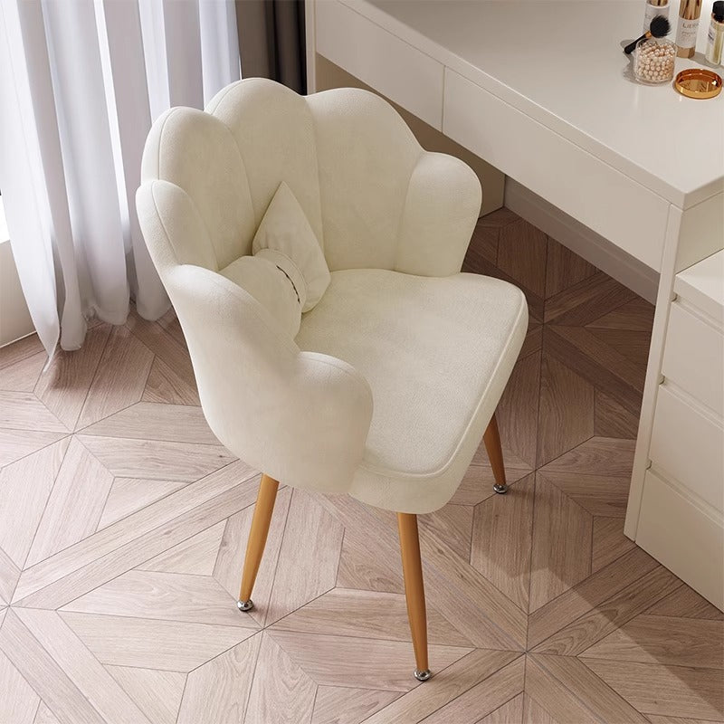 Beige Cloud Mirror Dressing Table with Three-Drawer Cabinet and Stool Set