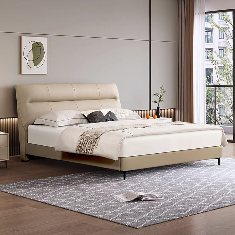 Genuine Leather/Light Gray/Soft-Covered/Solid Wood Bed/153/Bedside Table