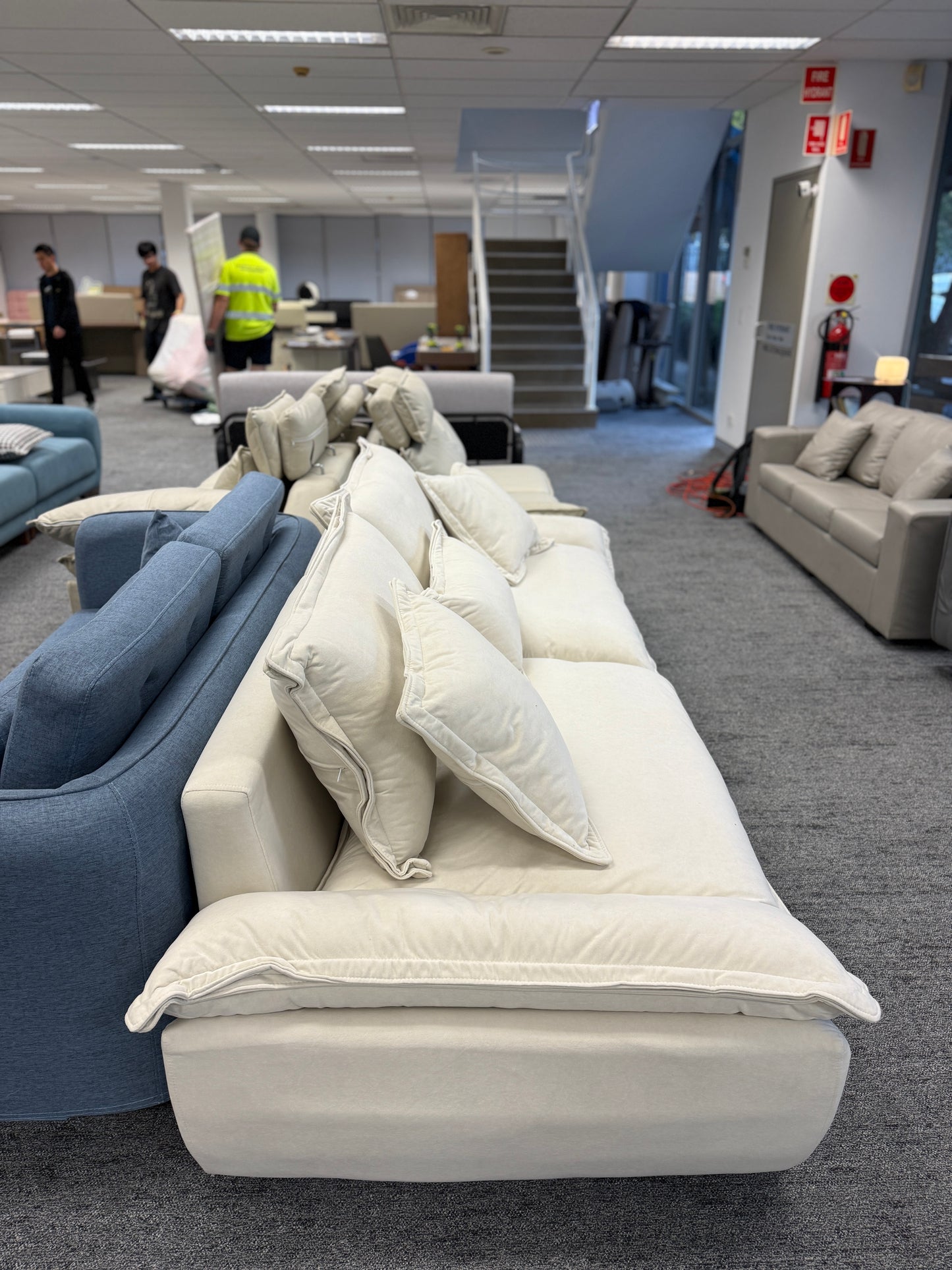 Off-White /Grey Matte Fabric Sailboat Sofa