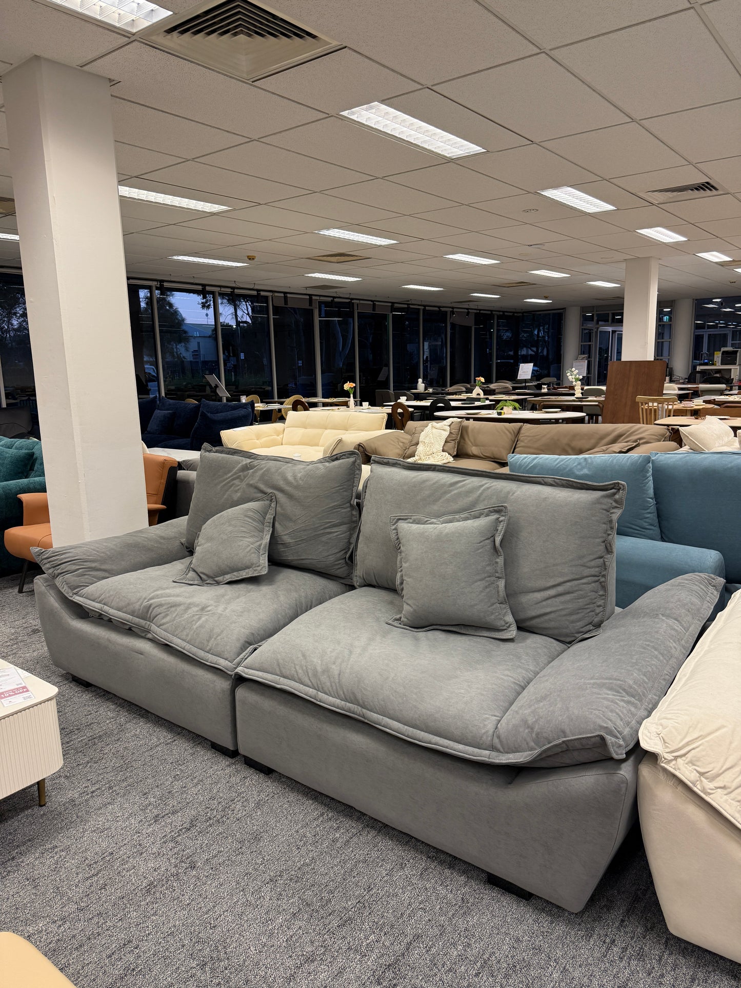 Off-White /Grey Matte Fabric Sailboat Sofa
