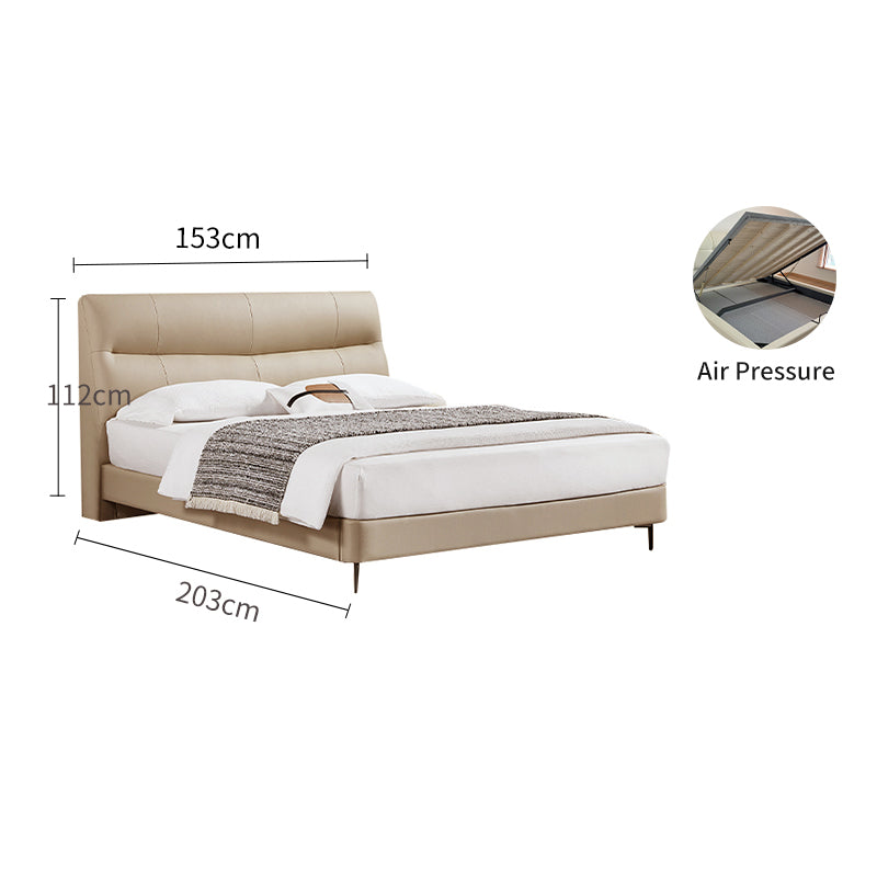 Genuine Leather/Light Gray/Soft-Covered/Solid Wood Bed/153/Bedside Table
