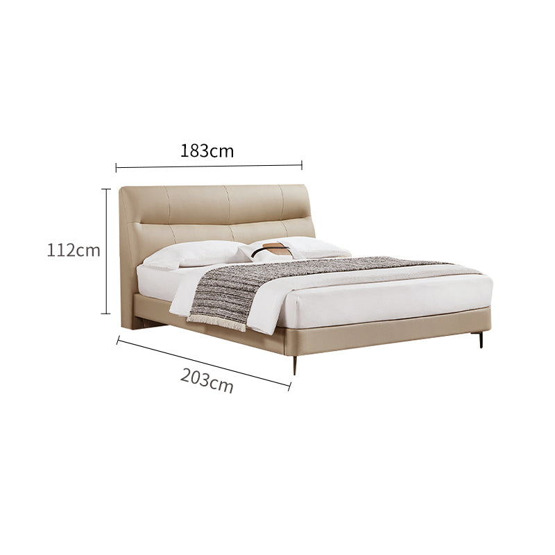 Genuine Leather/Light Gray/Soft-Covered/Solid Wood Bed/153/Bedside Table