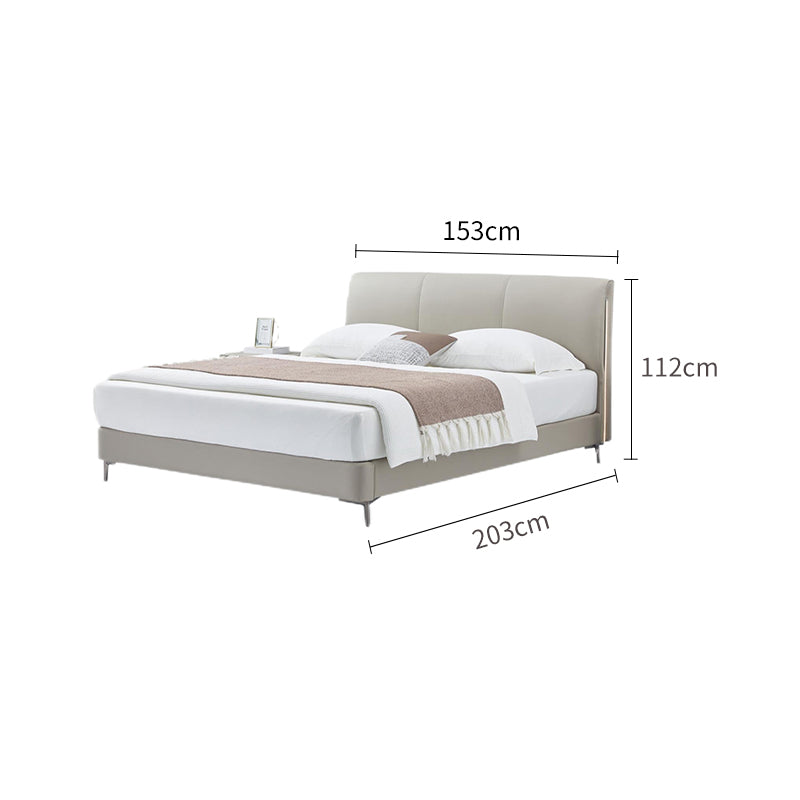 Genuine Leather/Elephant Gray/Solid Wood Bed/With Lights/153/183