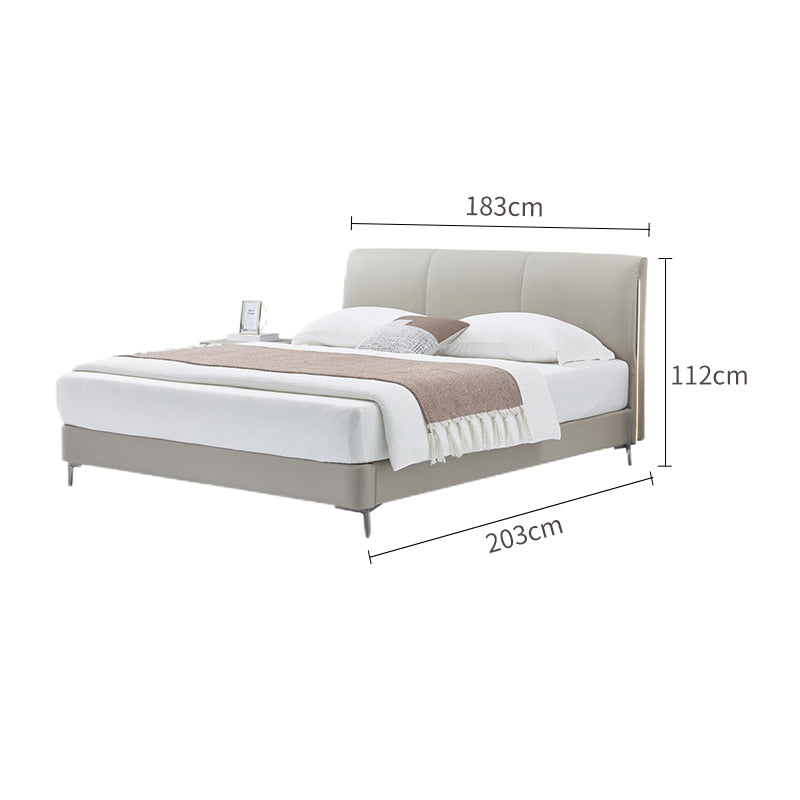 Genuine Leather/Elephant Gray/Solid Wood Bed/With Lights/153/183