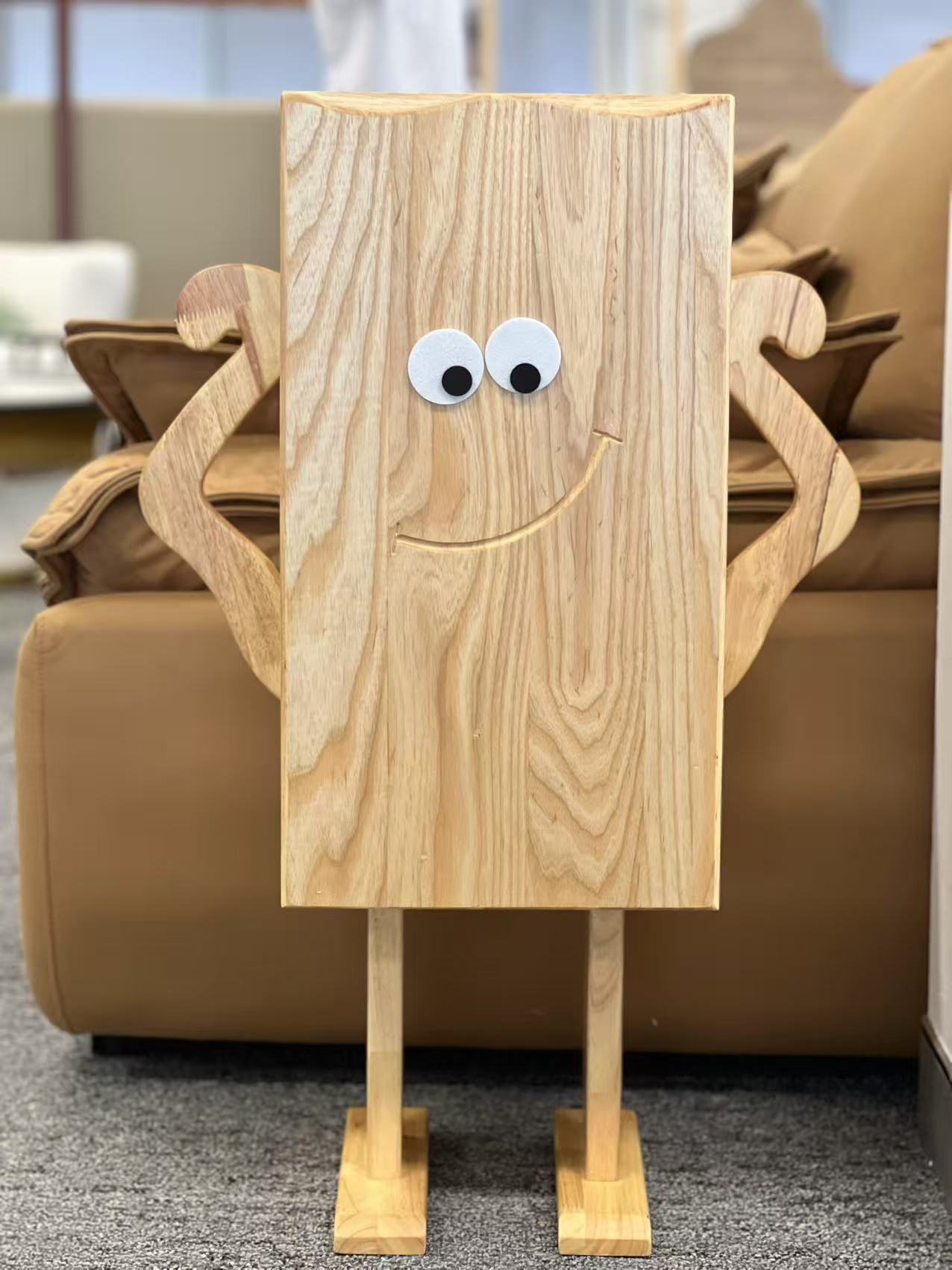 Natural Wood-colored Creative Robot Storage Cabinet