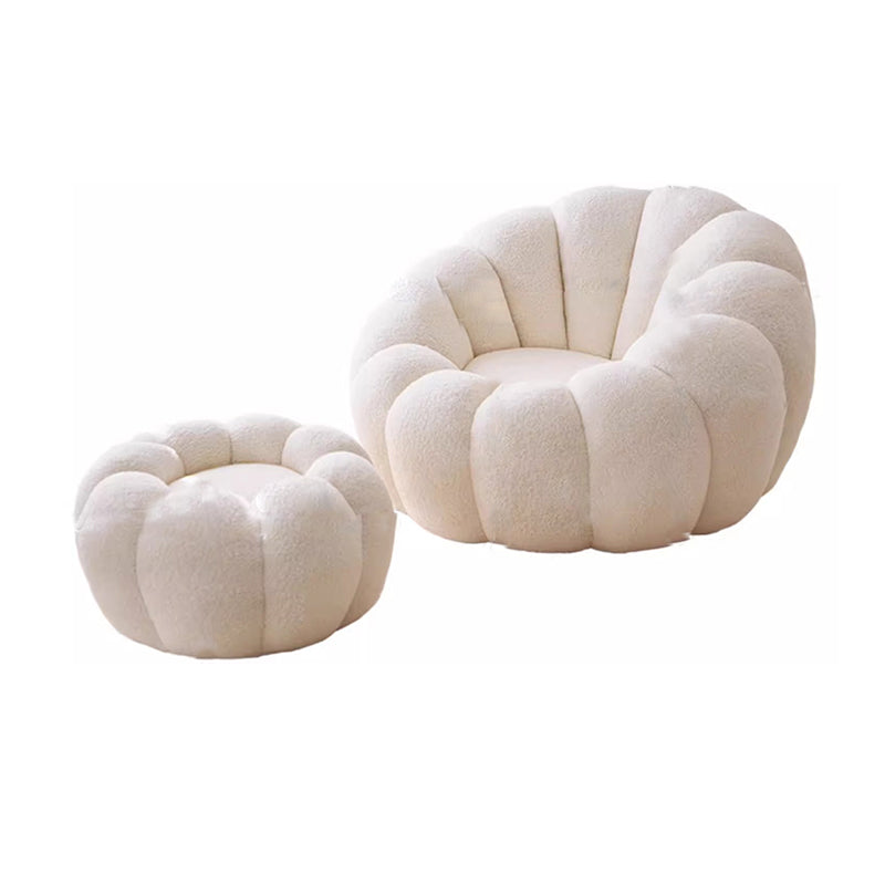 White Lamb Fleece/Casual Pumpkin Lounge Chair