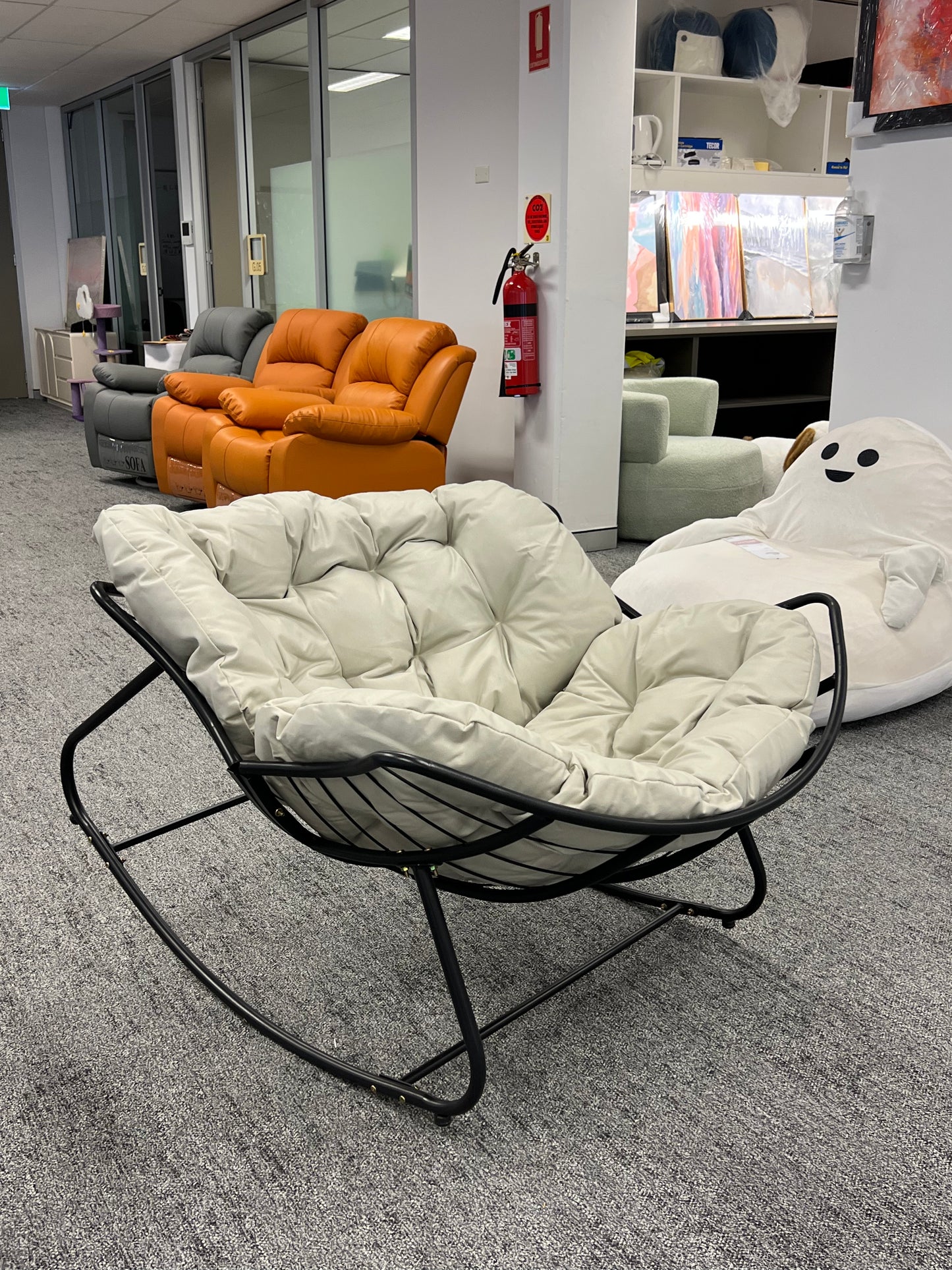 White Tech Fabric Lazy Man Leisure Chair