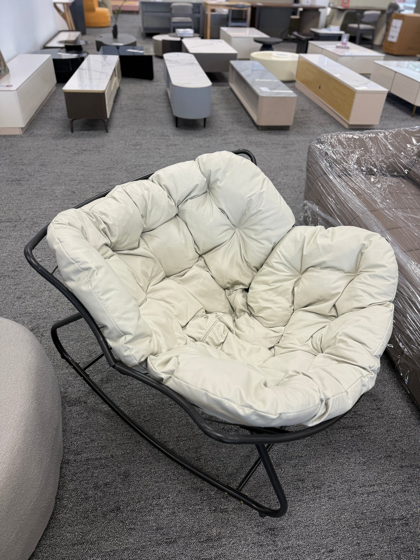 White Tech Fabric Lazy Man Leisure Chair