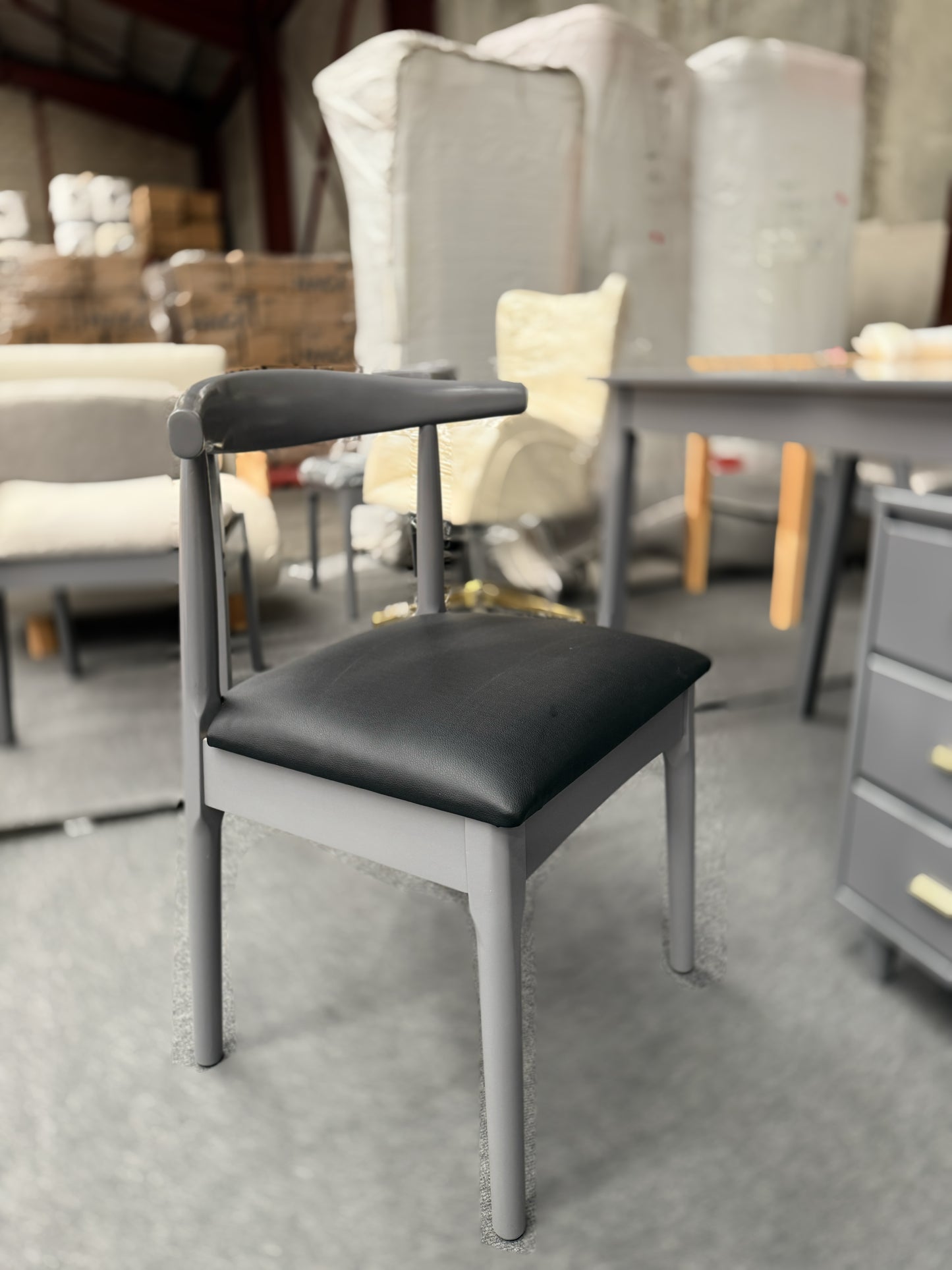 Gray Solid Wood Desk/Bucket Cabinet/Chair