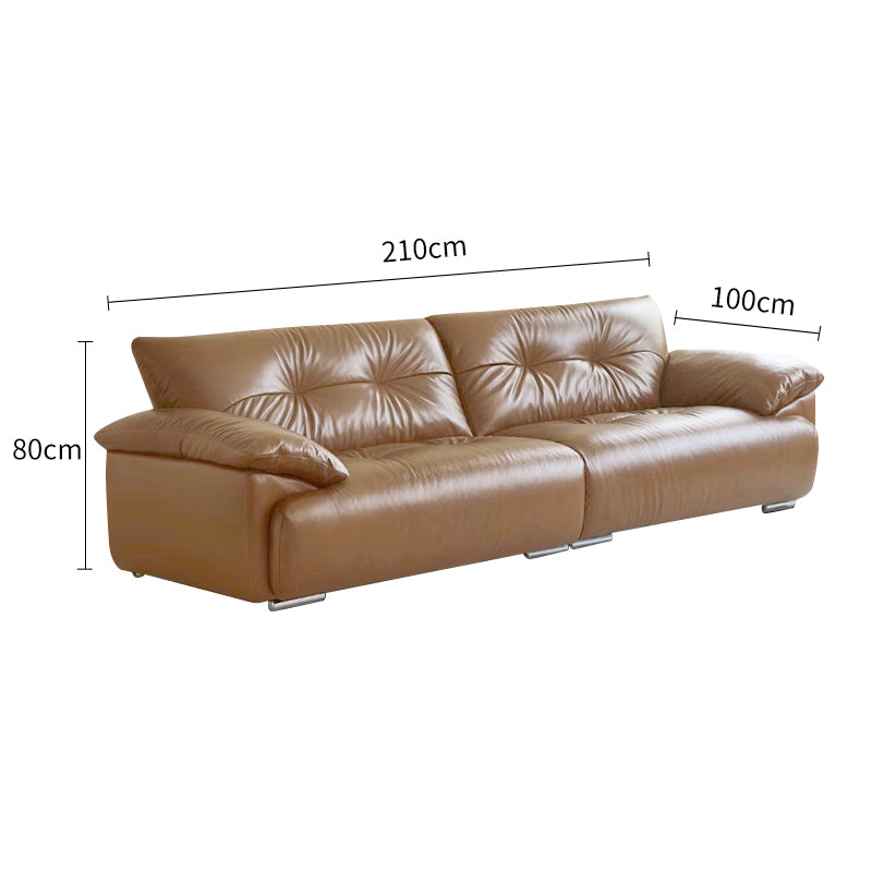 Genuine Leather Straight Sofa Floating Cloud-Style