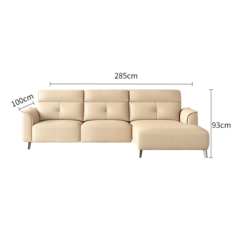 2-3Seater Eco-Leather Chaise Sofa Khaki/Light brown