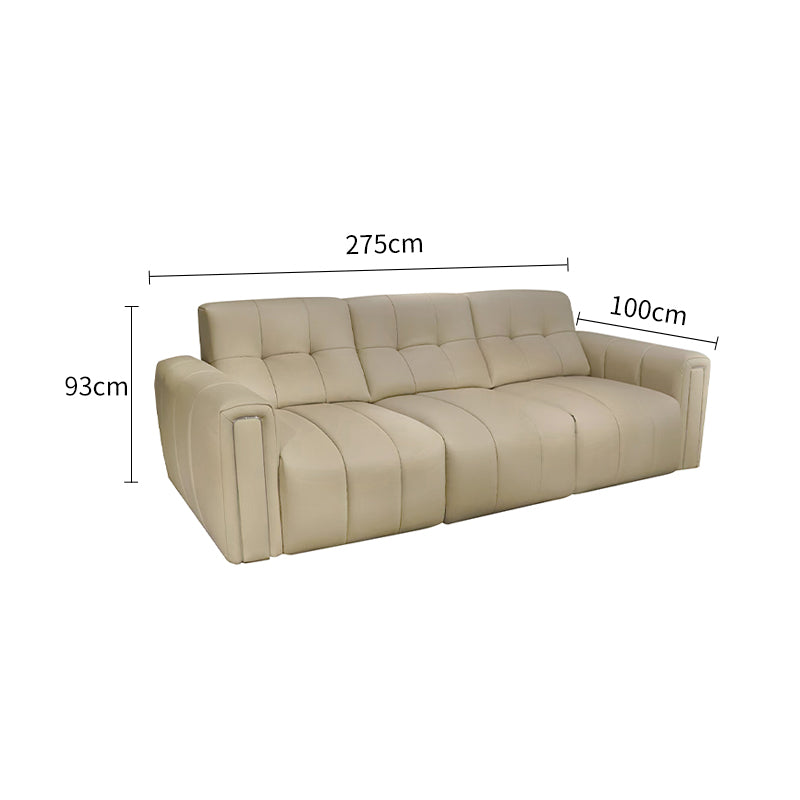Pre Sale Eco-Leather 3-Seater Electric Extendable Sofa Light Khaki