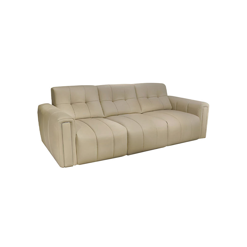 Pre Sale Eco-Leather 3-Seater Electric Extendable Sofa Light Khaki