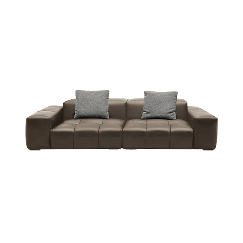 Genuine Leather Pixel-Style Sofa Brown