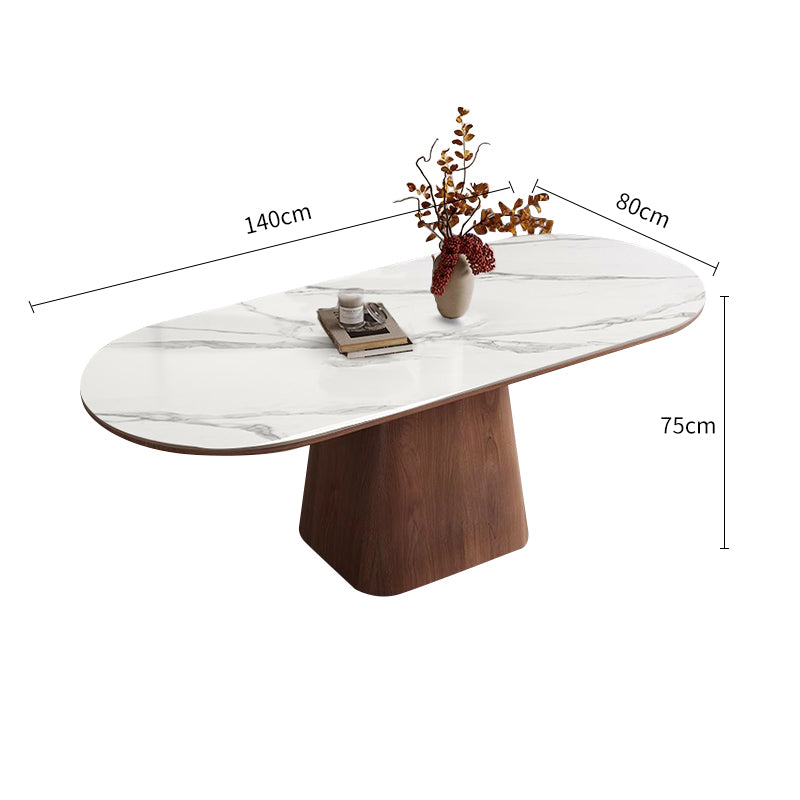 White/Rock Board/Double End Round Dining Table