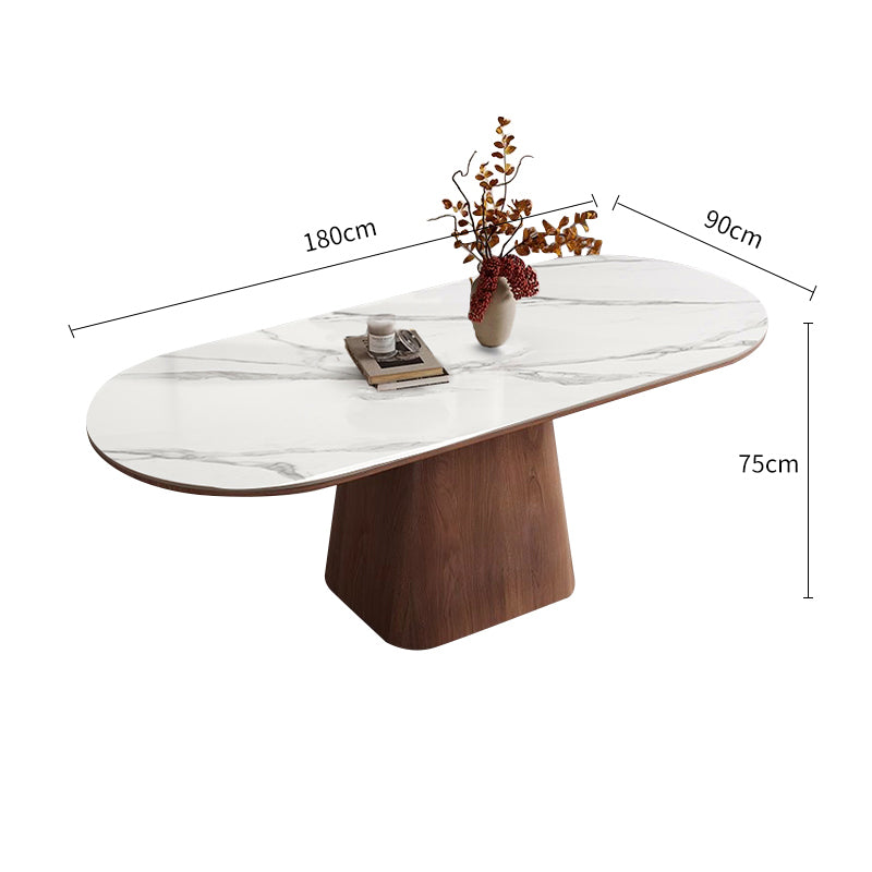White/Rock Board/Double End Round Dining Table