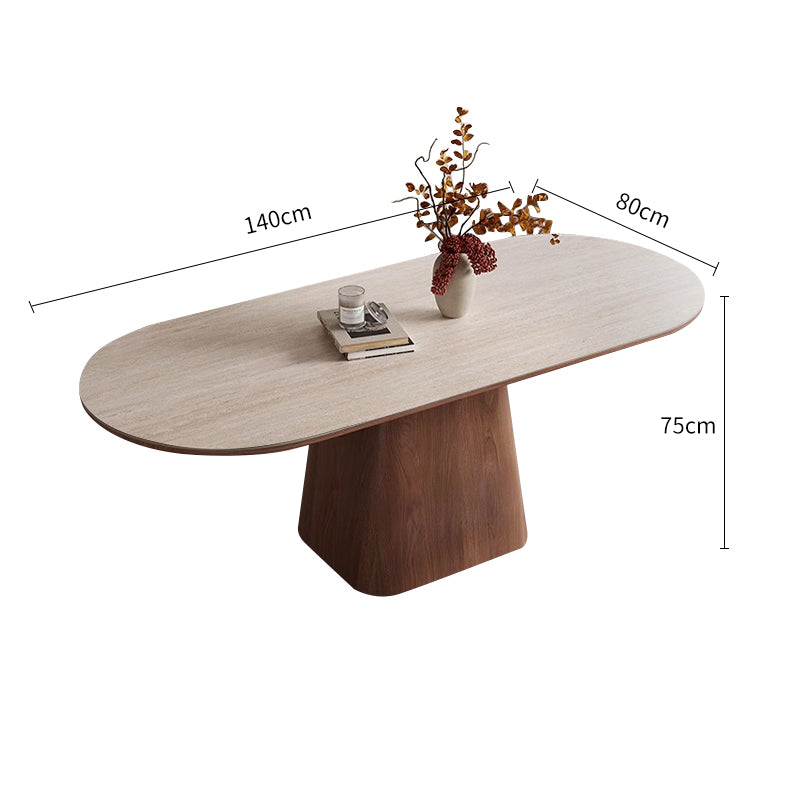White/Rock Board/Double End Round Dining Table