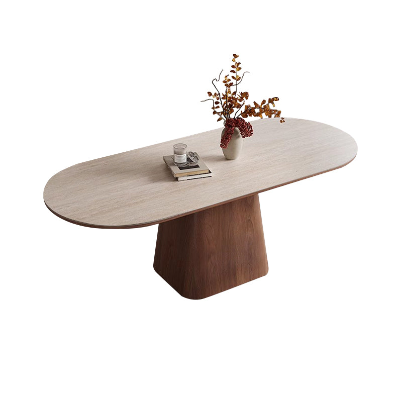 White/Rock Board/Double End Round Dining Table