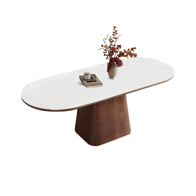 White/Rock Board/Double End Round Dining Table