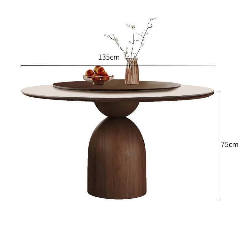 Pre Sale Round Solid Wood/Rock Top Dining Table with Lazy Susan