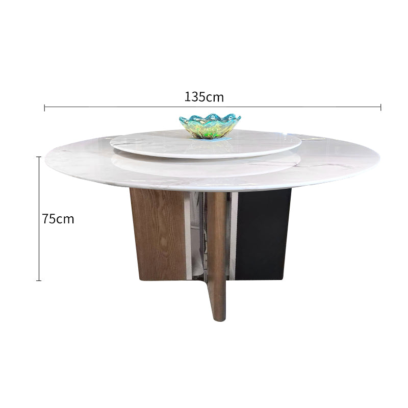 Pre Sale Luxury Stone Dining Table with Walnut Wood Grain Solid Wood Base