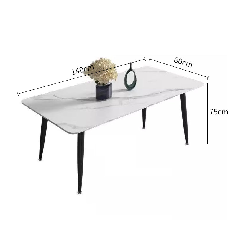 Pre Sale Snow Mountain White Rock Dining Table with Carbon Steel Legs & 4 Chairs