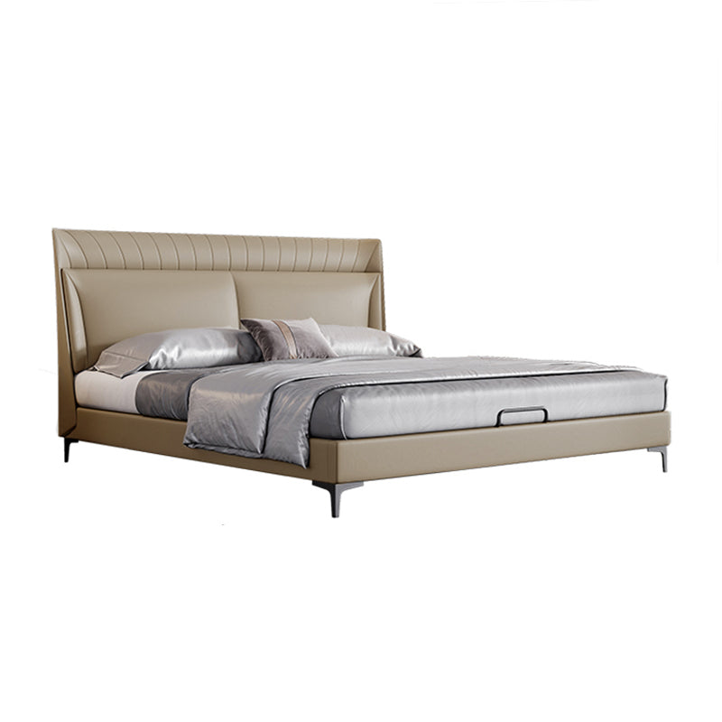 Nordic Light Khaki Genuine Leather Bed/153/183